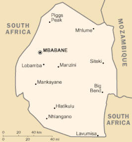 Kaart van Swaziland