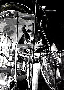 Bonham performing with Led Zeppelin in 1973