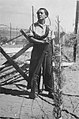 A member of Kibbutz Ma'barot on guard duty, 1936