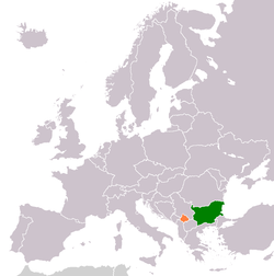 Map indicating locations of Bulgaria and Kosovo