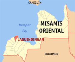 Map of Misamis Oriental with Laguindingan highlighted