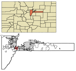 Location of the Town of Bow Mar in Arapahoe and Jefferson counties, Colorado.