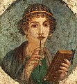 Image 17Woman holding wax tablets in the form of the codex. Wall painting from Pompeii, before 79 CE. (from History of books)