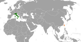 Mappa che indica l'ubicazione di Italia e Taiwan
