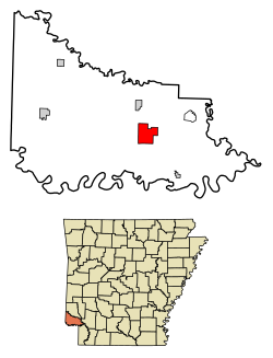 Location of Ashdown in Little River County, Arkansas.