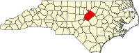 ウェイク郡の位置を示したノースカロライナ州の地図