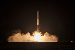 A Falcon 9 first stage landing at Cape Canaveral LZ-1