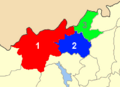 Χάρτης των ενοτήτων (και πρώην δήμων) από τις οποίες αποτελείται ο Δήμος Μουζακίου