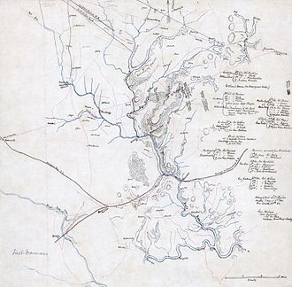 une carte topographique des lieux de la bataille