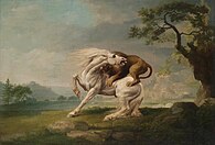 George Stubbs, A Lion Attacking a Horse, 1765
