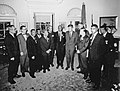 Image 2Kennedy meets with march leaders. Left to Right – Willard Wirtz, Matthew Ahmann, Martin Luther King Jr., John Lewis, Rabbi Joachin Prinz, Eugene Carson Blake, A. Philip Randolph, President John F. Kennedy, Vice President Lyndon Johnson, Walter Reuther, Whitney Young, Floyd McKissick, Roy Wilkins (not in order) (from March on Washington for Jobs and Freedom)