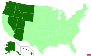 States in the United States by non-Protestant and non-Catholic Christian (e.g. Mormon, Jehovah's Witness, Eastern Orthodox) population according to the Pew Research Center 2014 Religious Landscape Survey.[222] States with non-Catholic/non-Protestant Christian population greater than the United States as a whole are in full green.
