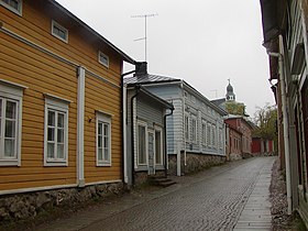 Cathedral and wooden houses of Old Porvoo.
