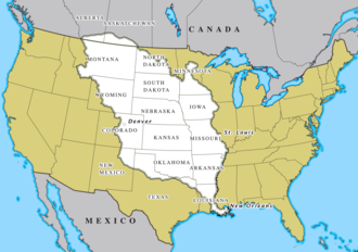 Map of Louisiana Purchase under Jefferson as supported by Madison.