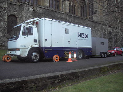 A BBC Radio outside broadcasting van at New College, Oxford