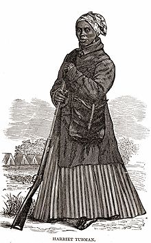 Sketch of Tubman standing with a rifle