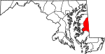 State map highlighting Caroline County