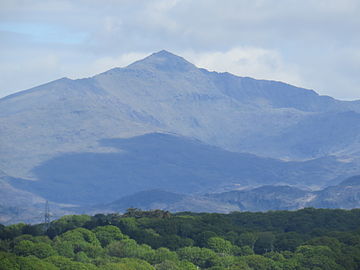 The mountains of Snowdonia to the north-east