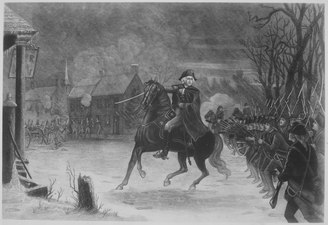 Washington muntant a Nelson a la batalla de Trenton.