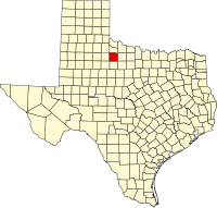 Map of Texas highlighting Knox County
