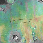 Opportunity landing ellipse in Meridiani Planum, near Endeavour crater