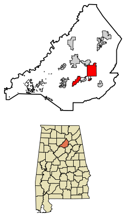 Location of Oneonta in Blount County, Alabama