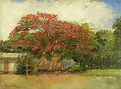 Hawaiian House (1901) oil on canvas painting by Theodore Wores