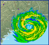 Radar image of Hurricane Ike at landfall