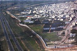 View of Qalqilya, with the West Bank barrier