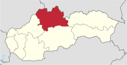 Location of the Žilina Region in Slovakia