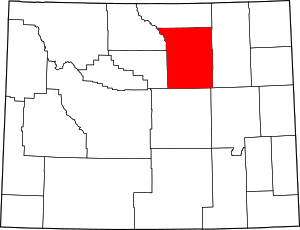 Map of Wyoming highlighting Johnson County