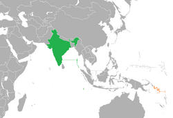 Map indicating locations of India and Solomon Islands