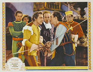 Romeo and Juliet (1936) lobby card with John Barrymore and Basil Rathbone