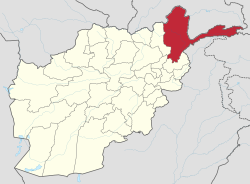 Map of Afghanistan with Badakhshan highlighted