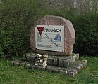 Memorial in Putlitz of the death march from Sachsenhausen concentration camp also includes a red triangle emblem (such triangles are known in Germany as references to the WW2-era concentration camps)