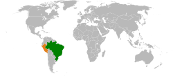 Map indicating locations of Brazil and Peru