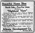 1911 ad for Highland View