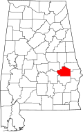 メイコン郡の位置を示したアラバマ州の地図
