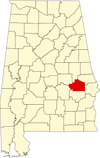 Округ Мейкон на мапі штату Алабама highlighting