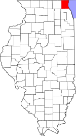 Lake County's location in Illinois