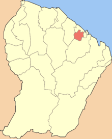 Location of the commune (in red) within French Guiana