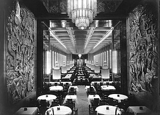 Main dining room of the ocean liner S.S. Normandie by Pierre Patout (1935)