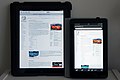 The iPad (left) compared with the Kindle Fire (right)