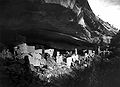 Image 18 Cliff Palace Photo credit: Gustaf Nordenskiöld An 1891 photograph of Cliff Palace, the largest cliff dwelling—a structure built within caves and under outcroppings in cliffs—in North America, located in what is now Mesa Verde National Park, Colorado, USA. There are about 150 rooms in the 288 ft (88 m) long structure, although only 25 to 30 of those were used as living space by Ancient Pueblo Peoples. it is estimated that the population of Cliff Palace was roughly 100–150 people. More featured pictures