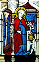Stained glass representing St. Dorothea of Caesarea. Upper Rhine, ca. 1450
