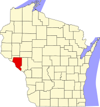 Map of Viskonsin highlighting Buffalo County