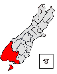 Location of the Southland District within the South Island