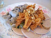 Bánh cuốn Tây Hồ with shrimp tempura and chả lụa