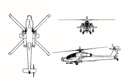 Az AH-64 Apache háromnézeti rajza