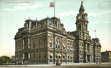 Early recolored postcard of the courthouse